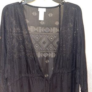 1X- Black Swim Cover Up Dress